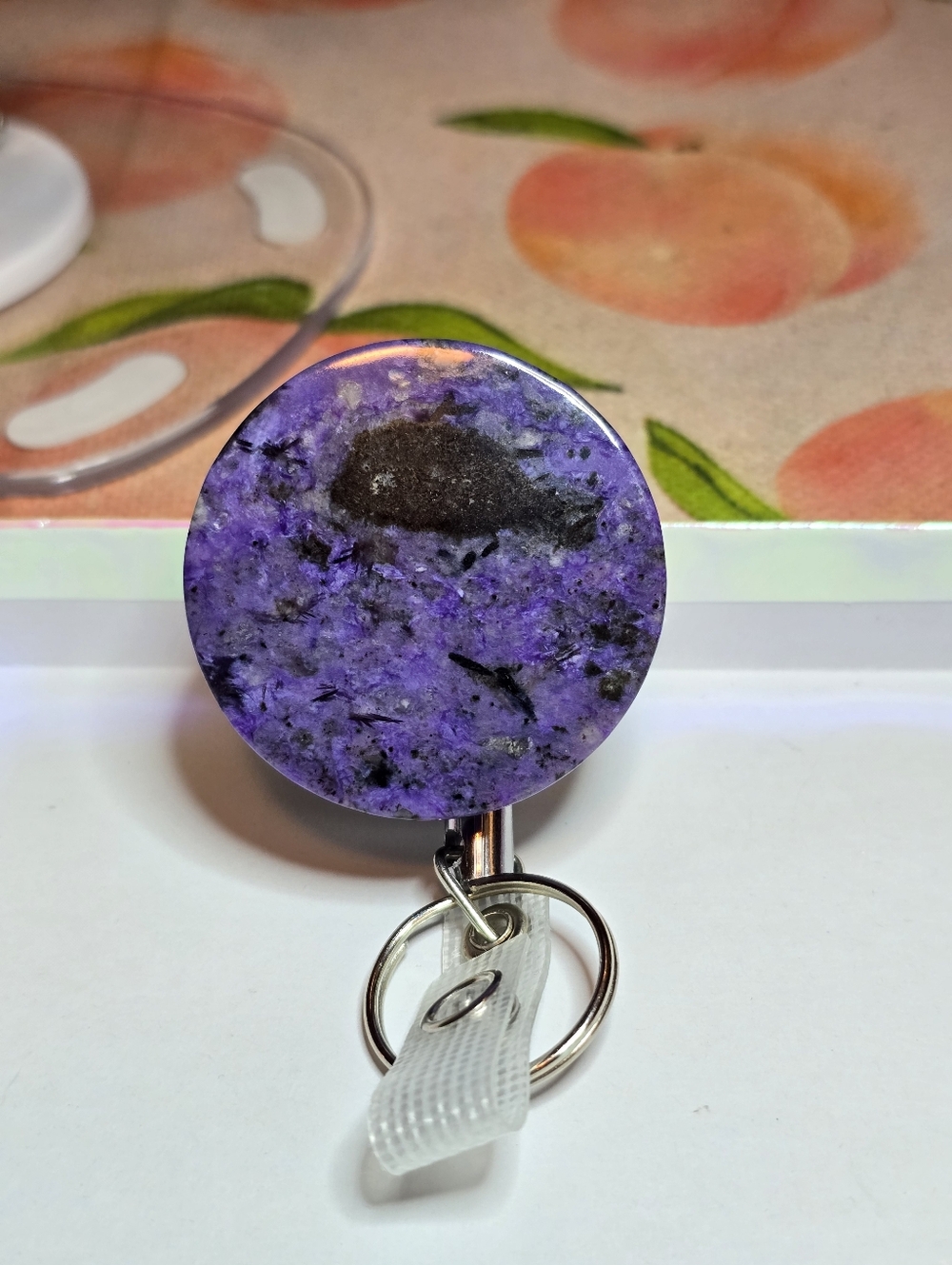 Charoite Crystal ID Badge Reel